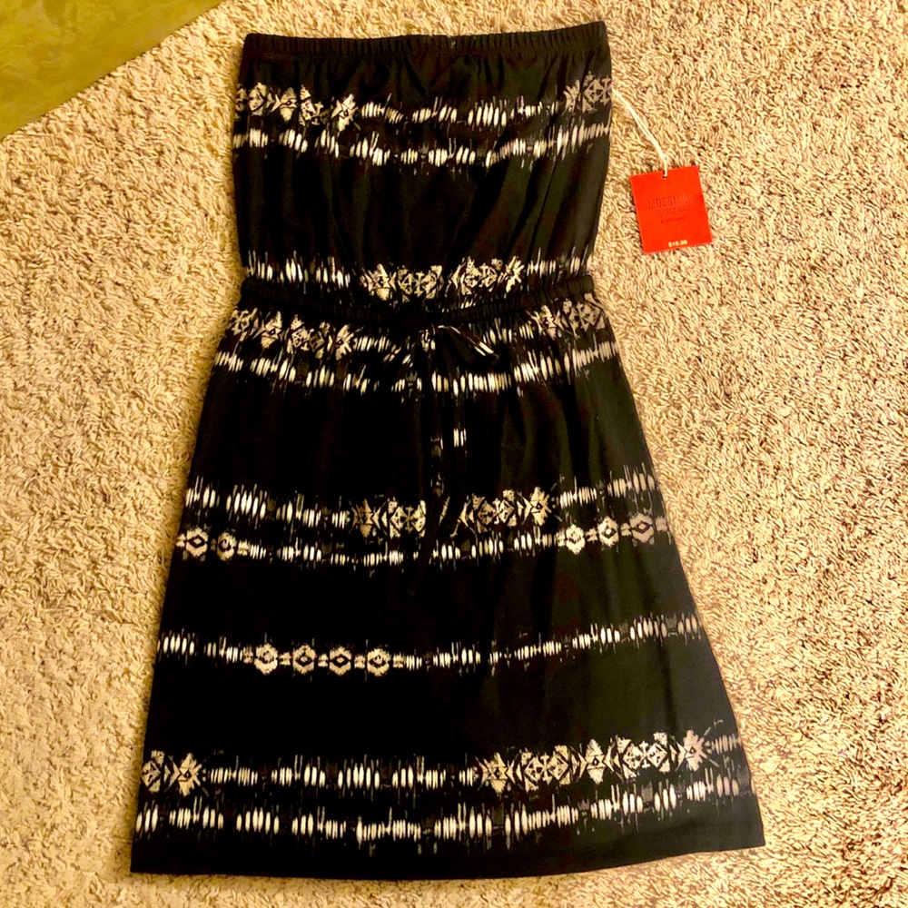 💚 Black Tye dye-ish Off shoulder dress drawstring